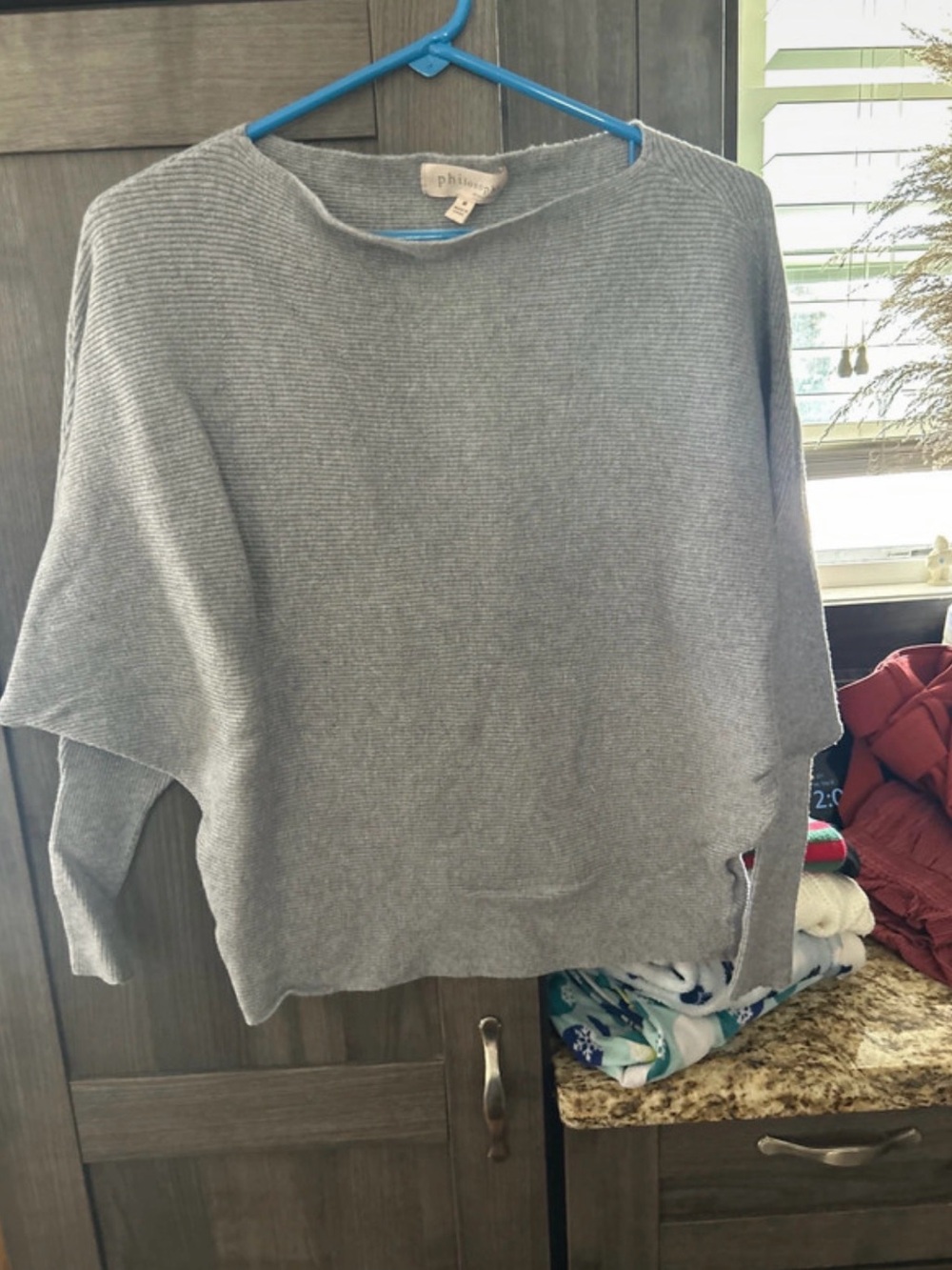 Philosophy Gray Ribbed Crewneck Sweater